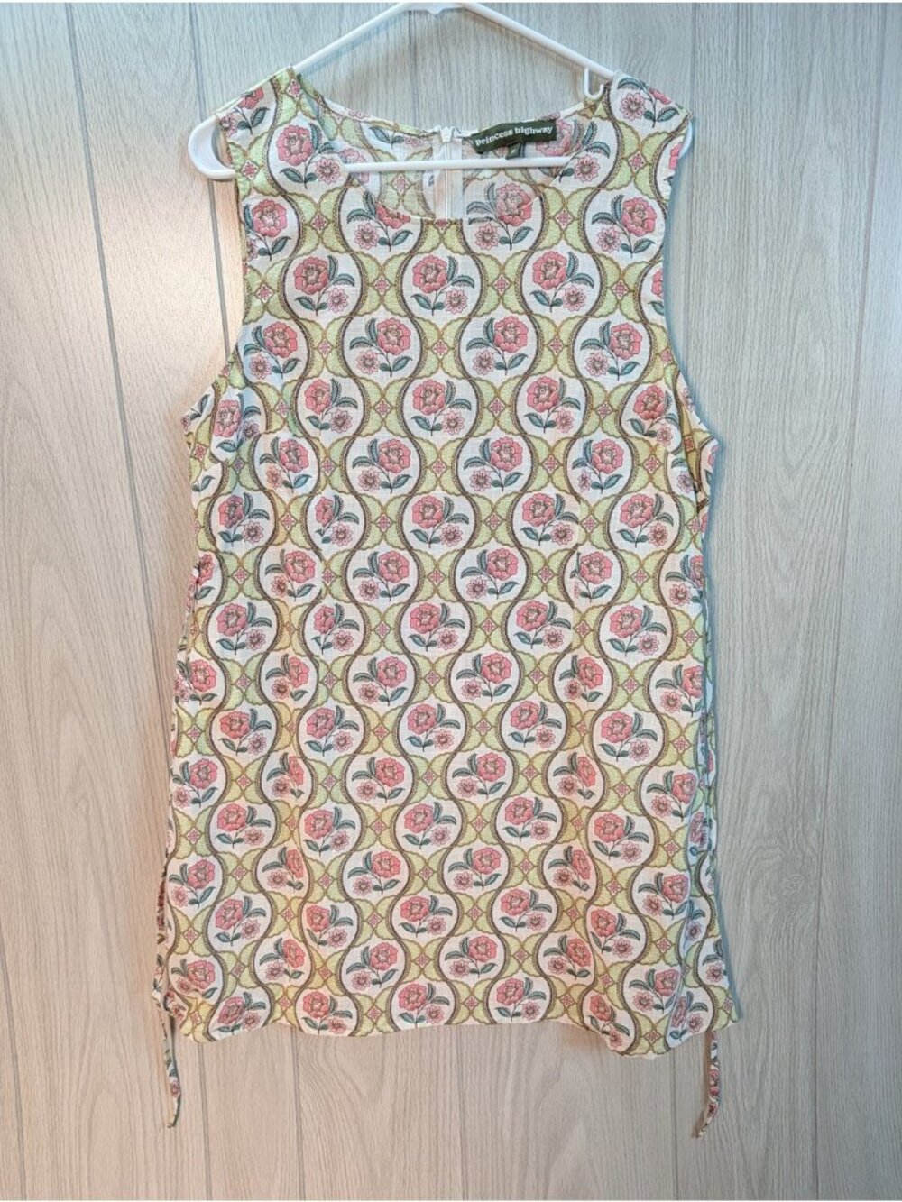 Princess Highway Womens Dress Plus Size 18 Pink Green Floral Print Tie